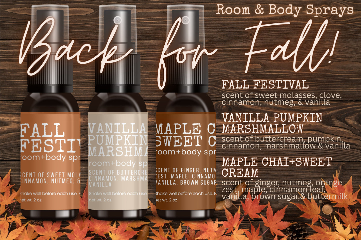 All Natural Room+Body Sprays: Fall Blends